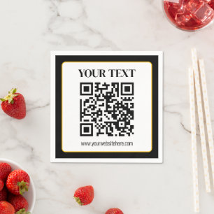 Serviette En Papier Code QR d'entreprise avec texte haut et bas, noir