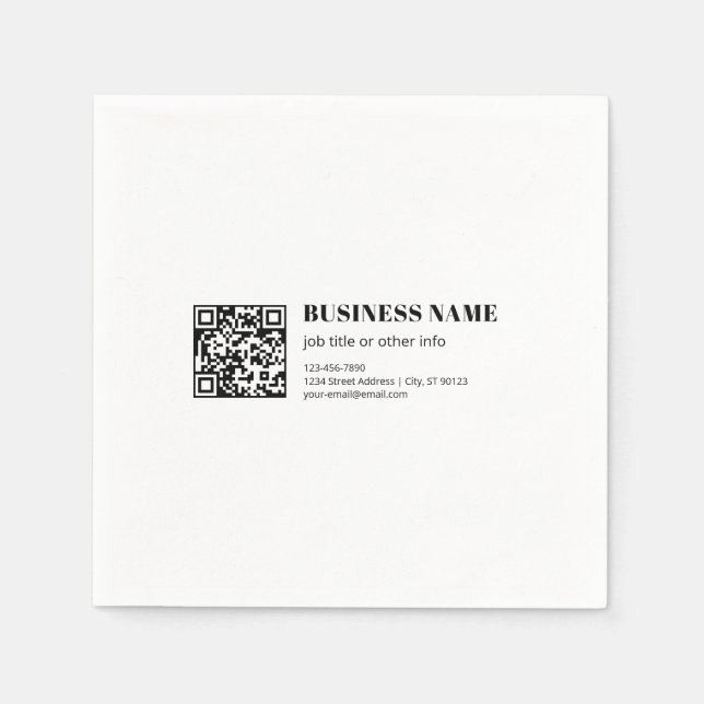 Serviette En Papier Code QR d'entreprise & Texte rétro-moderne modifia (Devant)