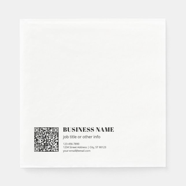 Serviette En Papier Code QR d'entreprise & Texte Rétro-Moderne Modifia (Devant)