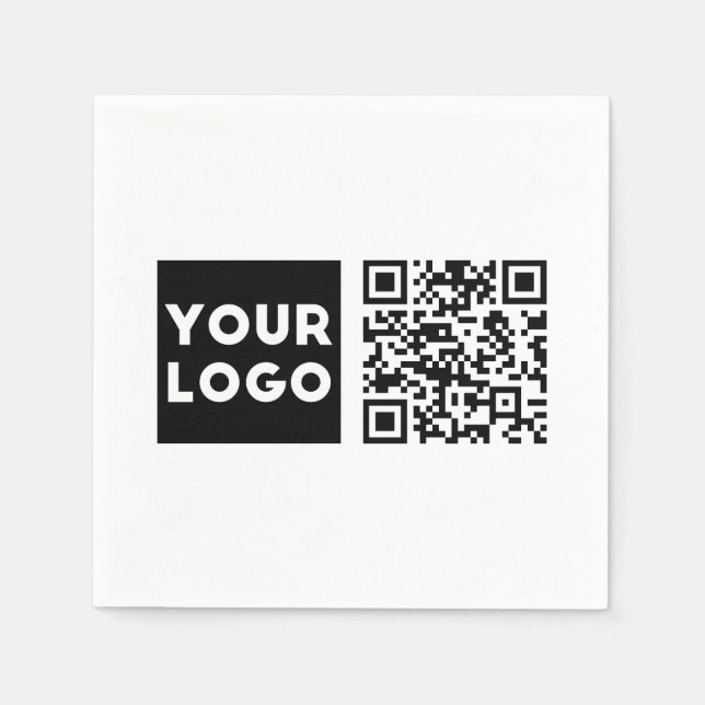 Serviette En Papier Code QR éditable & Votre logo ou image d'entrepris (Devant)