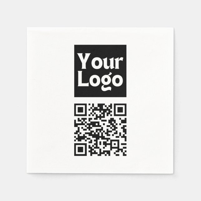 Serviette En Papier Code QR éditable & Votre logo ou image d'entrepris (Devant)