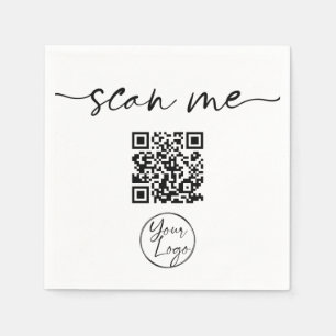 Serviette En Papier Code QR élégant moderne blanc
