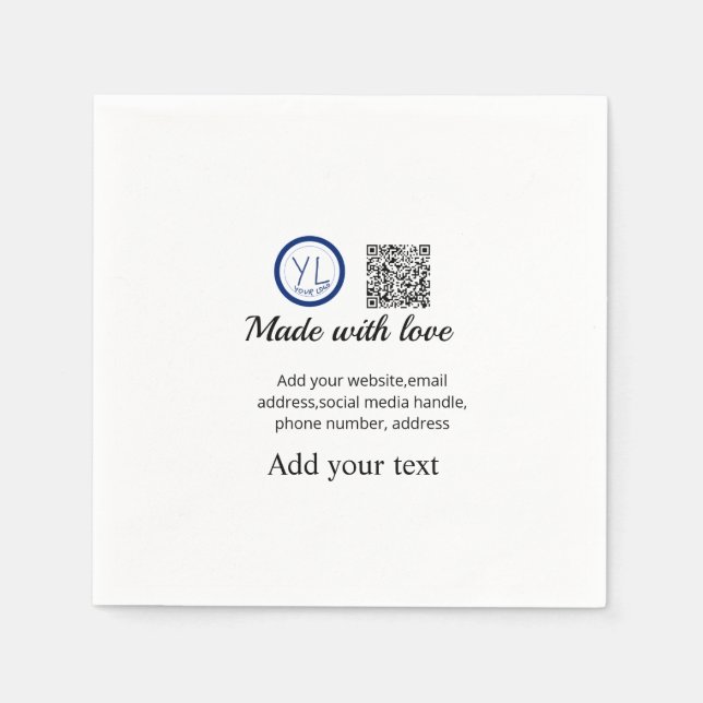 Serviette En Papier Code QR minimal simple ajoutez logo nom du code à  (Devant)