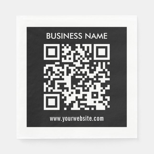 Serviette En Papier Code QR modifiable (généré instantanément) | Noir (Devant)
