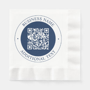 Serviette En Papier Code QR personnalisable & Texte Bleu marine fonc