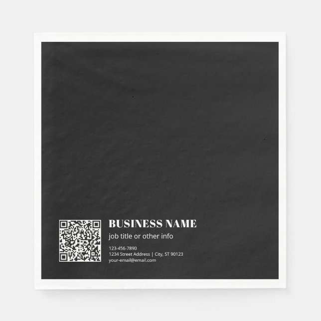 Serviette En Papier Code QR personnalisé & Texte rétro-moderne modifia (Devant)