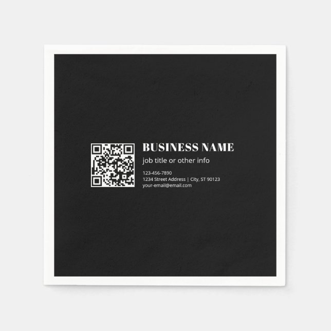 Serviette En Papier Code QR personnalisé & Texte rétro-moderne modifia (Devant)