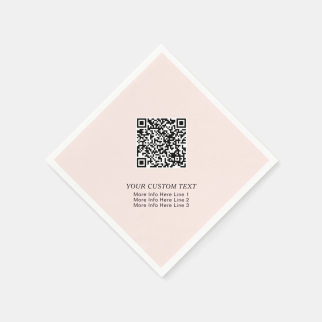 Serviette En Papier Code QR promotionnel simple rose blush pour les en (Coin)