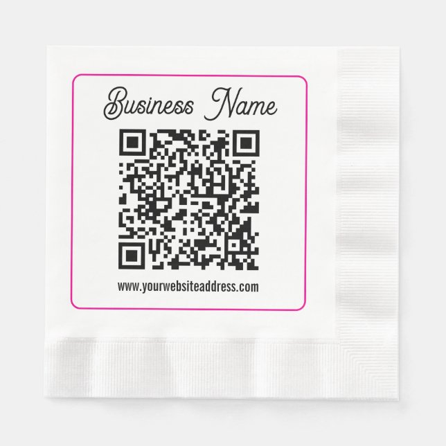 Serviette En Papier Code QR scannable avec écriture manuscrite cursive (Devant)