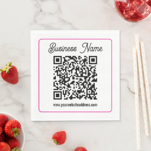 Serviette En Papier Code QR scannable avec écriture manuscrite cursive