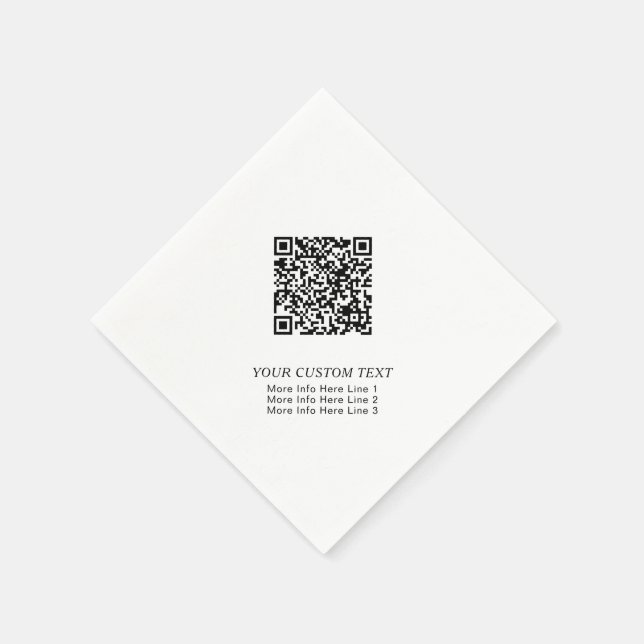 Serviette En Papier Code QR Simple Affaires Noir & Blanc Promotionnel (Coin)