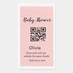 Serviette En Papier Code QR simple pour baby shower avec nom texte tro