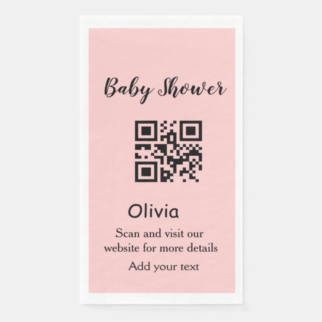Serviette En Papier Code QR simple pour baby shower avec nom texte tro (Devant)