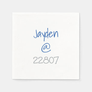 Serviette En Papier Code zip bleu argenté de l'université personnalisé