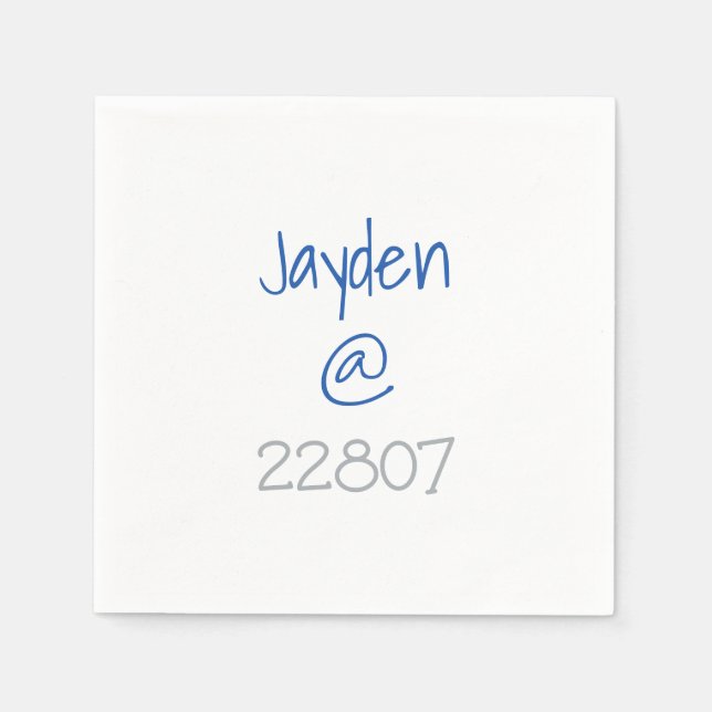 Serviette En Papier Code zip bleu argenté de l'université personnalisé (Devant)