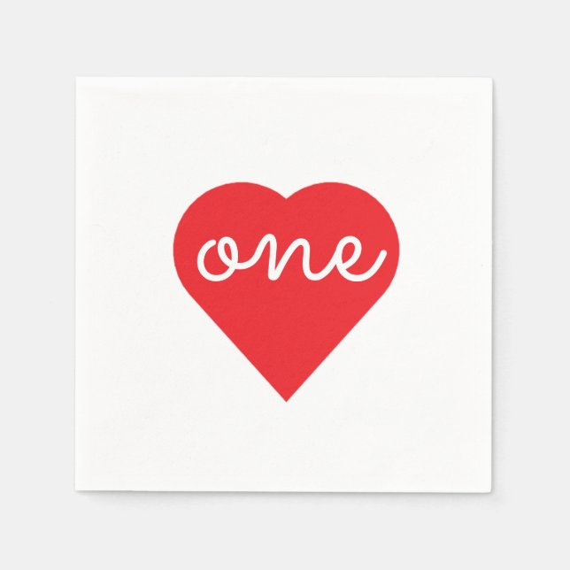 Serviette En Papier Coeur 1er anniversaire (Devant)