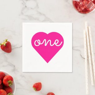 Serviette En Papier Coeur 1er anniversaire