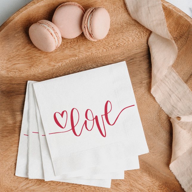Serviette En Papier Coeur amour main écrite (Love hand lettered napkin perfect for Valentine's Day or just celebrating Love.)