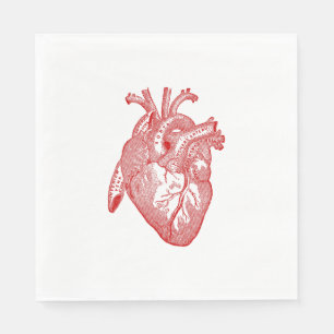Serviette En Papier Coeur Anatomique Rouge
