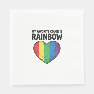 Serviette En Papier Cœur Arc-en-ciel Gravure Vintage Couleur Préférée