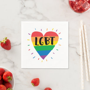 Serviette En Papier Coeur arc-en-ciel LGBT