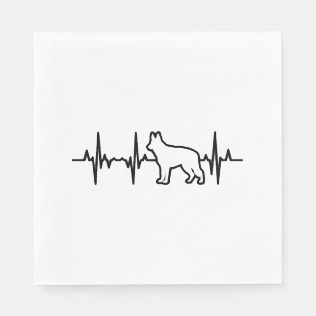 Serviette En Papier Coeur berger allemand (Devant)