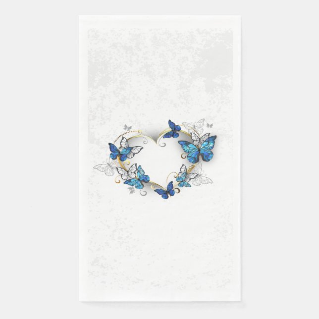 Serviette En Papier Coeur bijoux avec papillons Morpho (Devant)