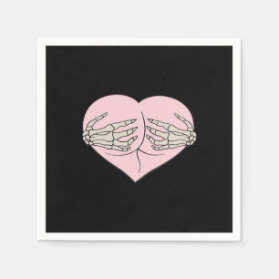 Serviette En Papier Coeur Butt Hug Skeleton Mains Classique