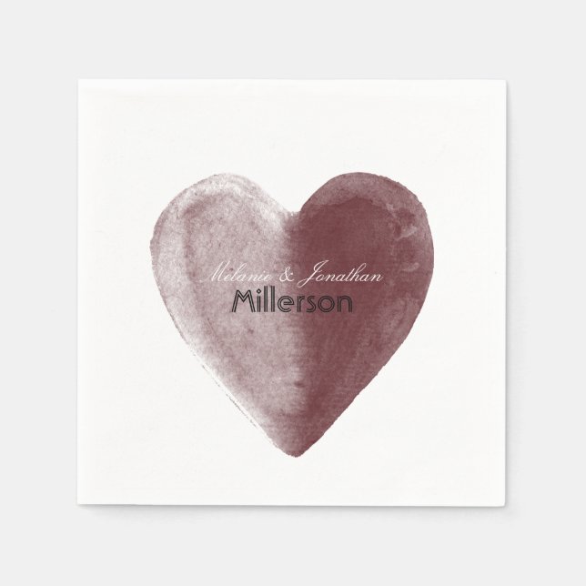 Serviette En Papier Coeur d'aquarelle rouge (Devant)