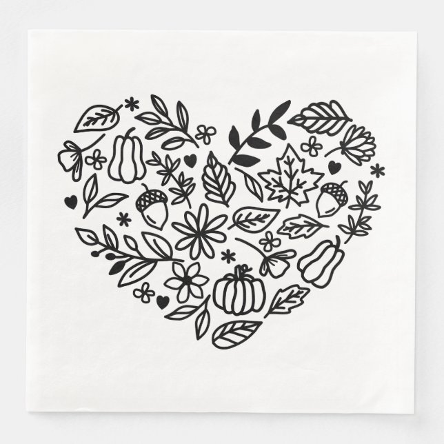 Serviette En Papier Coeur d'automne (Devant)