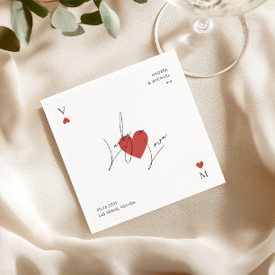 Serviette En Papier Cœur de carte à jouer Casino Nevada Vegas Mariage