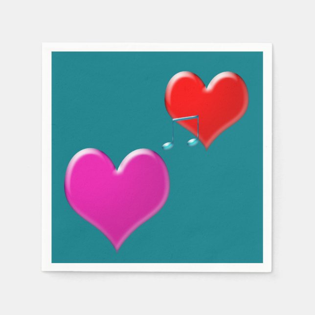 Serviette En Papier coeur de musique (Devant)