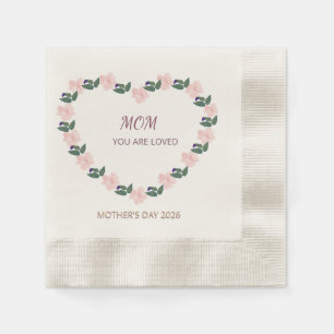 Serviette En Papier "Cœur de pivoine à l'aquarelle Maman tu es aimée"