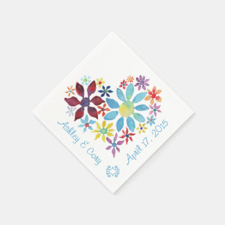 Serviette En Papier Coeur des fleurs