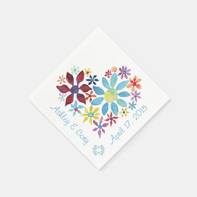 Serviette En Papier Coeur des fleurs (Coin)