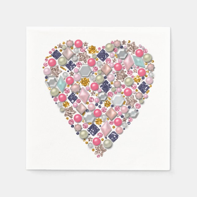 Serviette En Papier Coeur des perles, coeur (Devant)