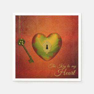 Serviette En Papier Coeur d'or avec clé