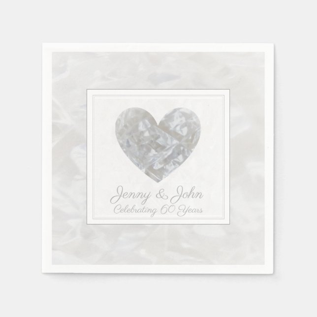 Serviette En Papier Coeur du 60e anniversaire du diamant mariage (Devant)