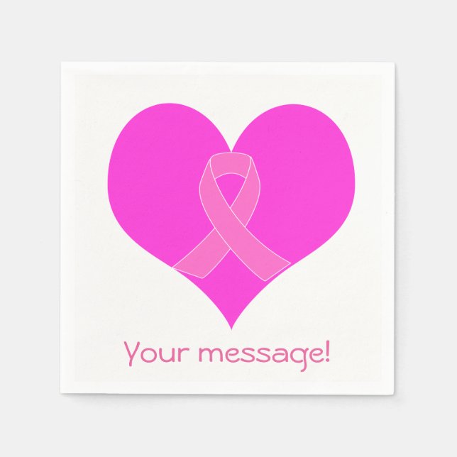Serviette En Papier Coeur et ruban Cancer du sein Conception de la cha (Devant)