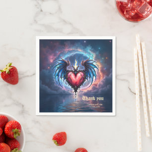 Serviette En Papier Cœur Flamboyant de la Lune – Amour Cosmique Gothiq
