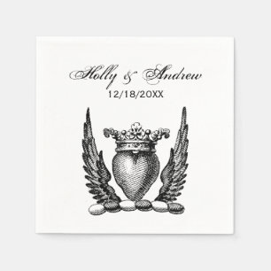 Serviette En Papier Coeur héraldique avec ailes Armoiries Crest