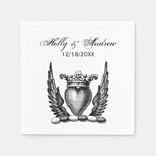Serviette En Papier Coeur héraldique avec ailes Armoiries Crest (Devant)