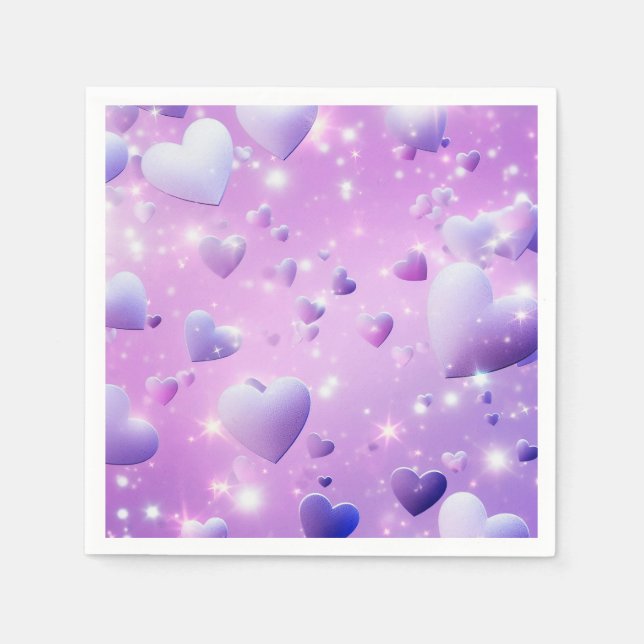 Serviette En Papier Cœur Lueur Violette (Devant)