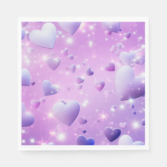 Serviette En Papier Cœur Lueur Violette (Devant)