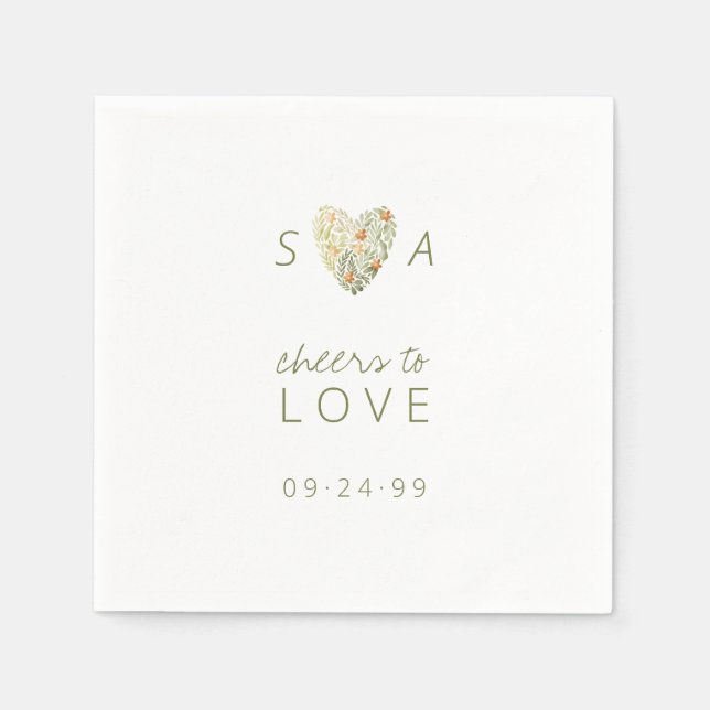 Serviette En Papier Coeur moderne Rustique Boho Floral Mariage (Devant)