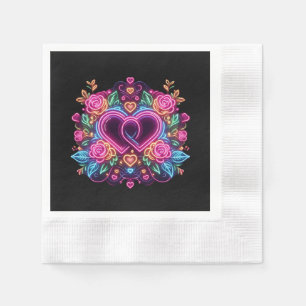 Serviette En Papier Coeur néon coloré Saint Valentin