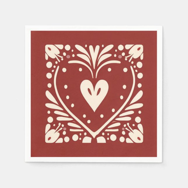 Serviette En Papier Coeur nordique de Noël (Devant)