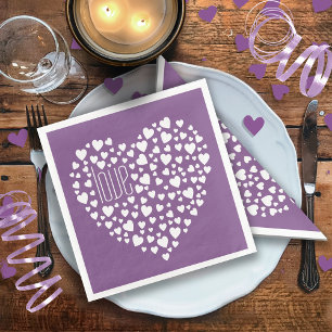 Serviette En Papier Coeur plein de coeur amour blanc ID733