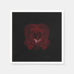 Serviette En Papier Coeur Pleurant En Rouge - Skeleton Coeurs Mains