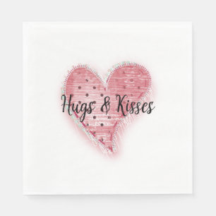 Serviette En Papier Coeur pointillé blanc Whimsical rose